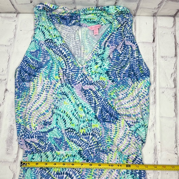 Lilly Pulitzer Felizia Wrap Dress Sz S Blue Current Fantasea Resort Beach Coast - Picture 8 of 8